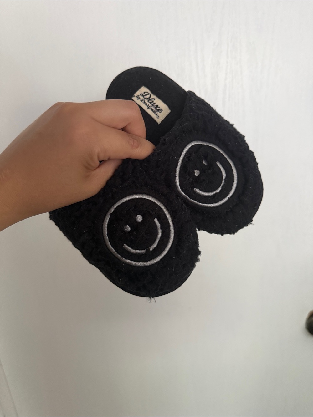 Black Smiley Face Slippers